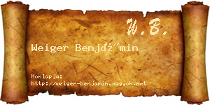 Weiger Benjámin névjegykártya